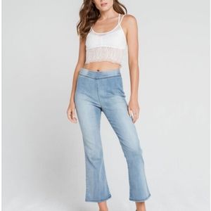 Flare Pull On Light Blue Denim Wash Jeans